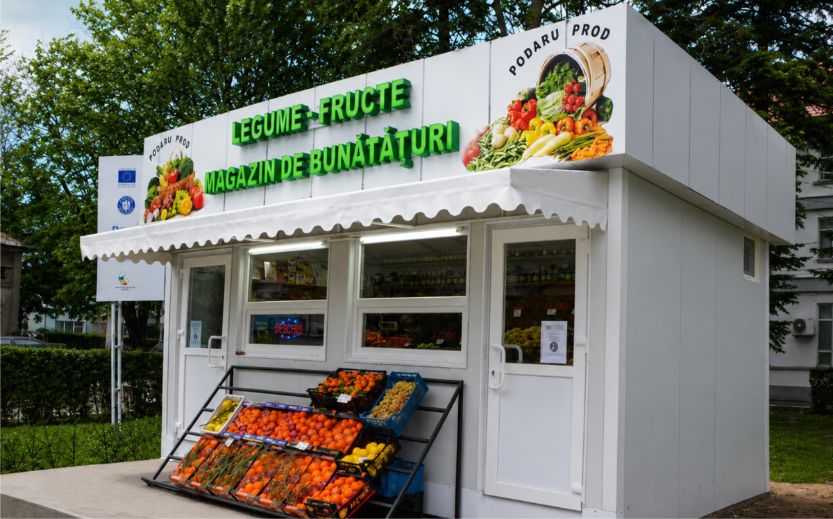 Magazin legume-fructe — print și casetă luminoasă
